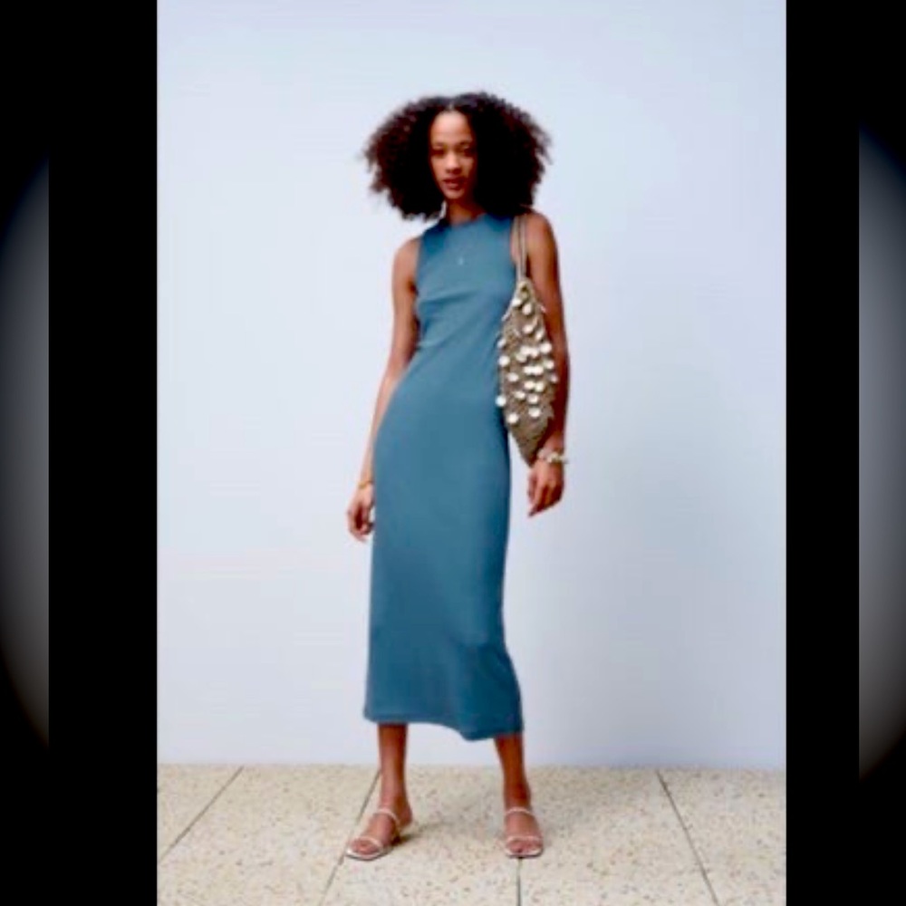 Zara striped long/midi bodycon dress